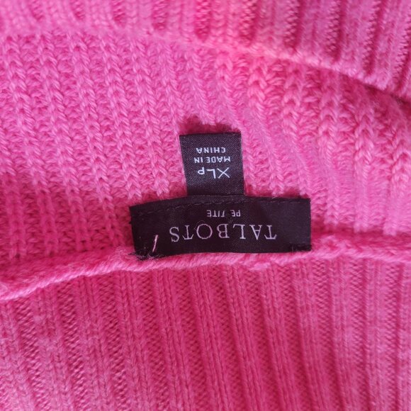 Talbots Womens Pink Cotton Knit Sweater XLp Crewneck Long Sleeve - Picture 4 of 5